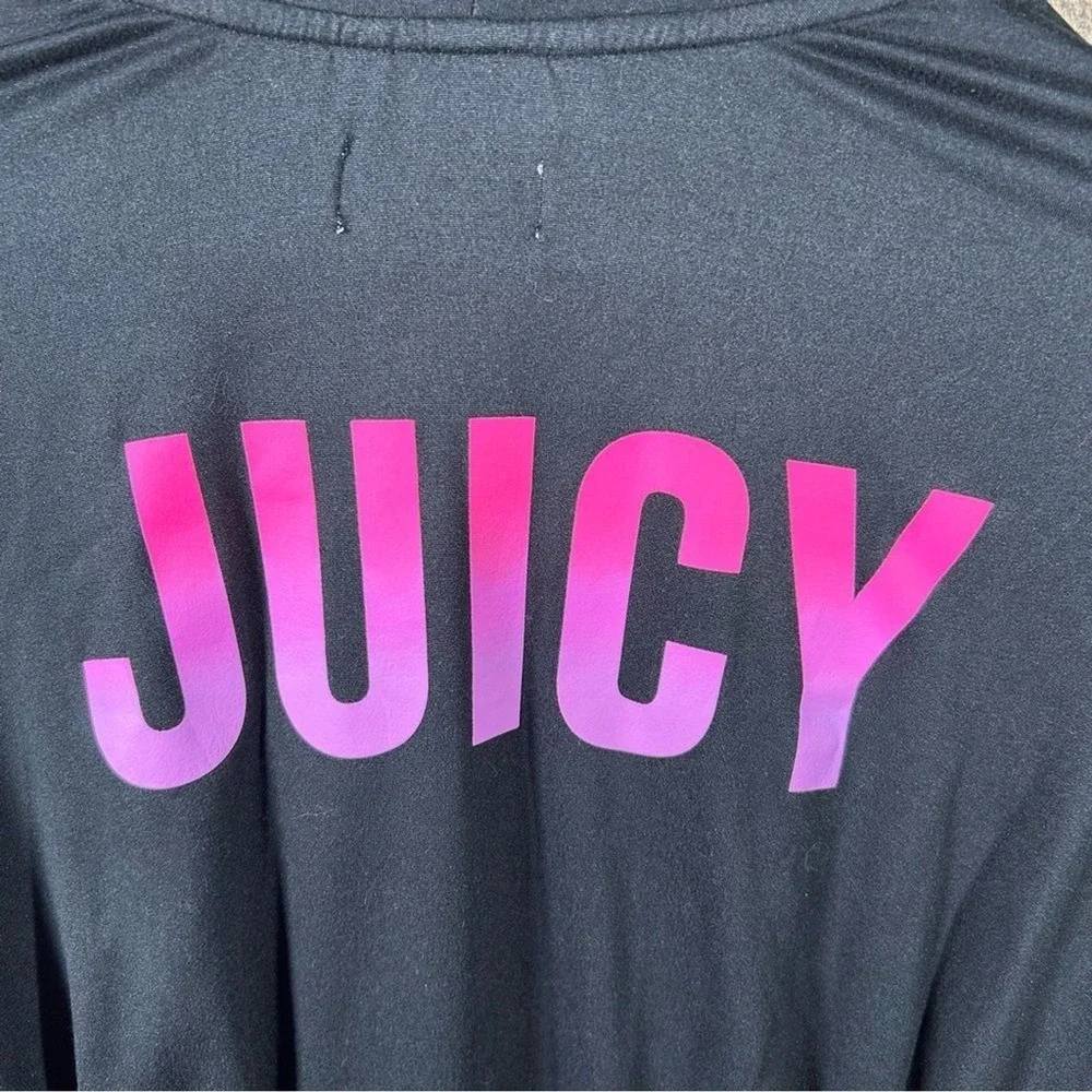 Juicy Couture Black Robe Y2K Pink Logo Lounge Sleepwear Early 2000s